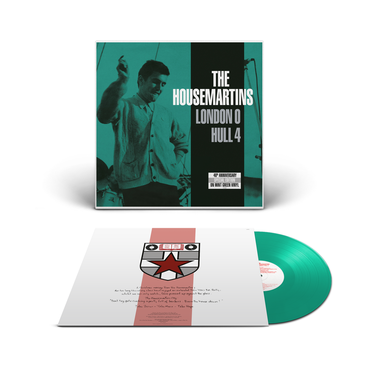 Image of Front Cover of LP - NEW/NEW - THE HOUSEMARTINS, London 0 Hull 4 (40th Anniversary) (Universal; 7416884, UK 2026 Reissue, Inner, Mint Green Vinyl), , 1LP Mint Green Vinyl Celebrating its 40th anniversary, London 0 Hull 4 propelled The Housemartins into the UK Top 10, achieved platinum sales and spawned memorable singles including “Happy Hour.” The album established the band as one of the era’s most distinctive acts while showcasing the talents of Paul Heaton and Norman Cook - 9416021C