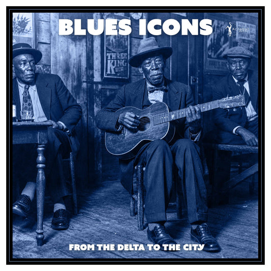 Image of Front Cover of LP - NEW/NEW - VARIOUS ARTISTS, Blues Icons: From the Delta to the City (Acrobat; ACRSLP1723, UK 2026 Reissue, 180g Blue Mist Vinyl), , Celebrating National Album Day 2026, 'Blues Icons: From The Delta To The City' charts the genre's historic journey from acoustic rural roots to amplified urban nightspots. Side A captures the foundational acoustic tradition through Charlie Patton, Blind Willie McTell, Blind Blake, Leadbelly, Big Bill Broonzy, and Robert Johnson. Side B explores the p
