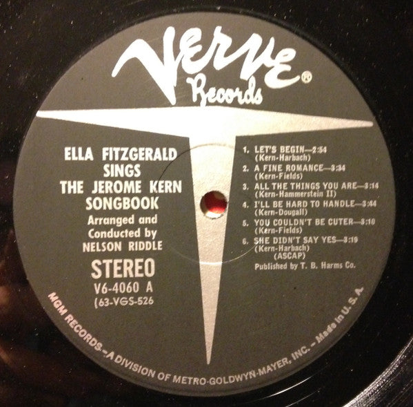 Image of Label Cover of LP - VG/VG - ELLA FITZGERALD, Ella Fitzgerald Sings The Jerome Kern Song Book (Verve Records; V6-4060, US 1963), ,  - 3926002E