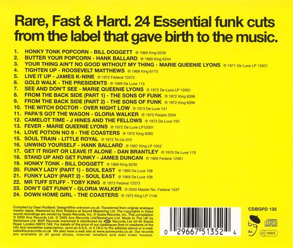 Image of Back Cover of CD - VG+/VG - VARIOUS, ...King Funk (BGP Records; CDBGPD 135, UK 2000, Jewel Case), ,  - 3916030C