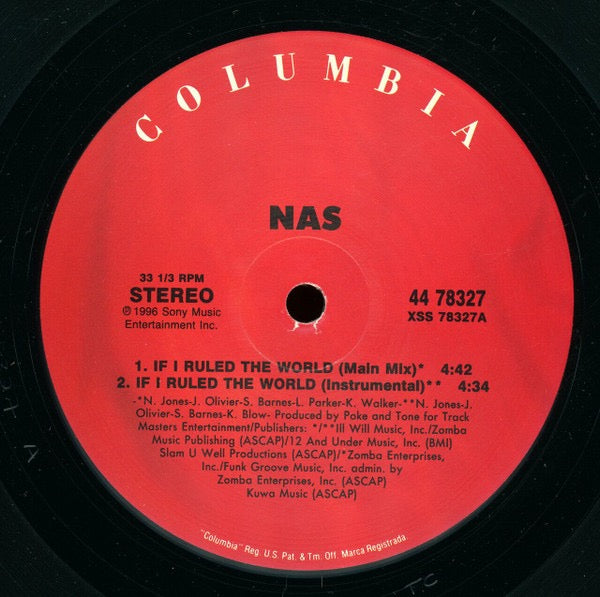 Image of Label Cover of 12" - VG/VG - NAS, If I Ruled The World (Columbia; 44 78327, US 1996, Picture Sleeve), Sleeve in opened shrink, minor cosmetic wear. ,  - 3916018C