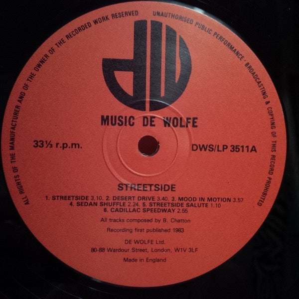 Image of Label Cover of LP - VG/VG+ - B. CHATTON, Streetside (Music De Wolfe; DWS/LP 3511, UK 1983), Ring Wear,  - 3946089S