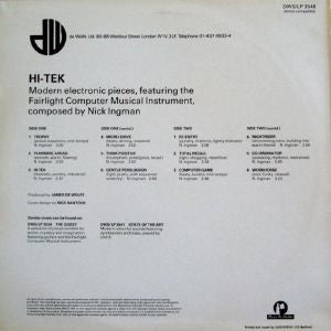 Image of Back Cover of LP - VG/VG - NICK INGMAN, Hi-Tek (Music De Wolfe; DWS/LP 3548, UK 1985), ,  - 3946096S