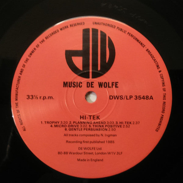 Image of Label Cover of LP - VG/VG - NICK INGMAN, Hi-Tek (Music De Wolfe; DWS/LP 3548, UK 1985), ,  - 3946096S