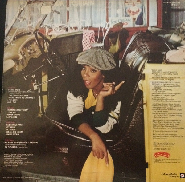 Image of Back Cover of 2xLP - G+/VG - DONNA SUMMER, On The Radio - Greatest Hits Volumes I & II (Casablanca; 6685 049, France 1979), Sleeve has ringwear, edgewear, creasing. Record has light hairlines.,  - 3926028E