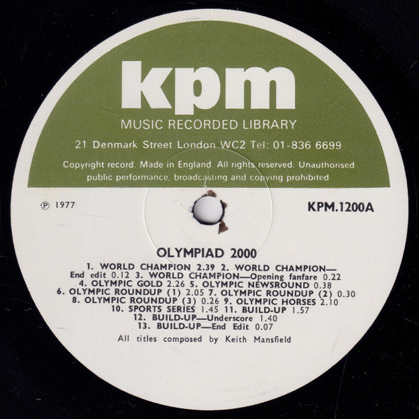 Image of Label Cover of LP - VG/VG - KEITH MANSFIELD, Olympiad 2000 (KPM Music; KPM 1200, UK 1977), Edge Wear,  - 3946099S