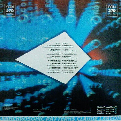 Image of Back Cover of LP - VG/VG+ - CLAUDE LARSON, Synchrosonic Patterns (Sonoton; SON 270, Germany 1987), Stickered Sleeve,  - 3946101S