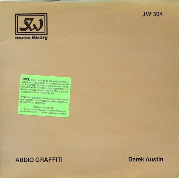 Image of Front Cover of LP - VG/VG+ - DEREK AUSTIN, Audio Graffiti (JW Music Library; JW 504, UK 1983), ,  - 3946104S