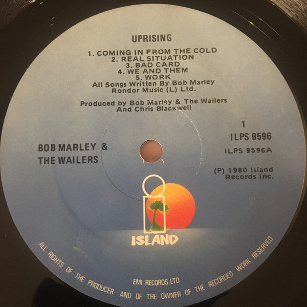Image of Label Cover of LP - VG+/VG - BOB MARLEY & THE WAILERS, Uprising (Island Records; ILPS 9596, Ireland 1980), Textured Sleeve. VG Copy,  - 3926050E