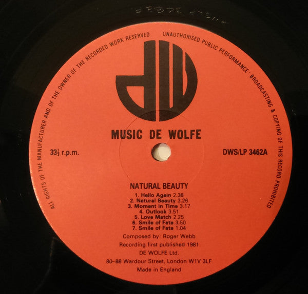Image of Label Cover of LP - VG/VG - THE INTERNATIONAL STUDIO ORCHESTRA, Natural Beauty (Music De Wolfe; DWS/LP 3462, UK 1981), ,  - 3946109S