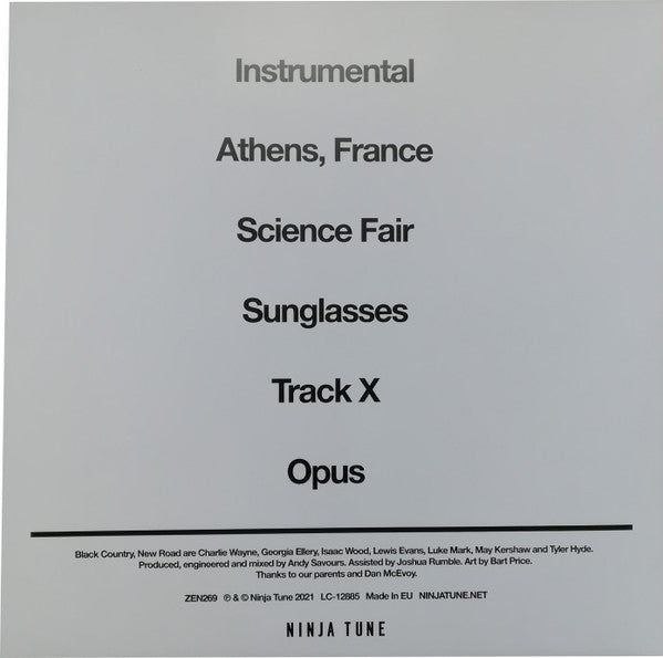 Image of Back Cover of LP - EX/EX - BLACK COUNTRY, NEW ROAD, For The First Time (Ninja Tune; ZEN269RS, UK & Ireland 2021, Booklet, Limited Edition, Marbled Brown, Signed), ,  - 3946112S