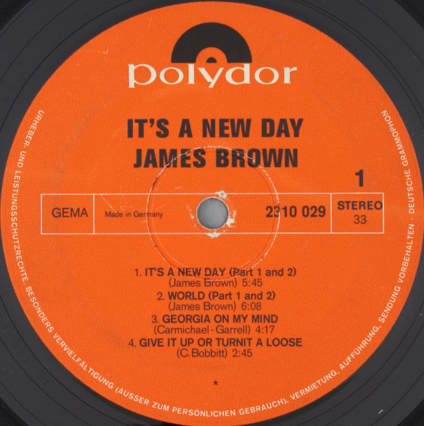 Image of Label Cover of LP - VG/VG - JAMES BROWN, It's A New Day - Let A Man Come In (Polydor Red Label; 2310 029, Germany 1970), A little writing on front and back of sleeve.,  - 3926087E