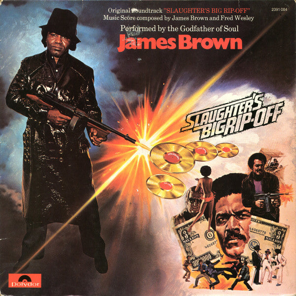 Image of Front Cover of LP - G+/VG - JAMES BROWN, Slaughter's Big Rip-Off (Polydor Red Label; 2391 084, Germany 1973, Laminated Sleeve), Light hairlines. Sleeve crudely taped with black tape at top and bottom. Permanent sticker from previous owner on rear.,  - 3926090E