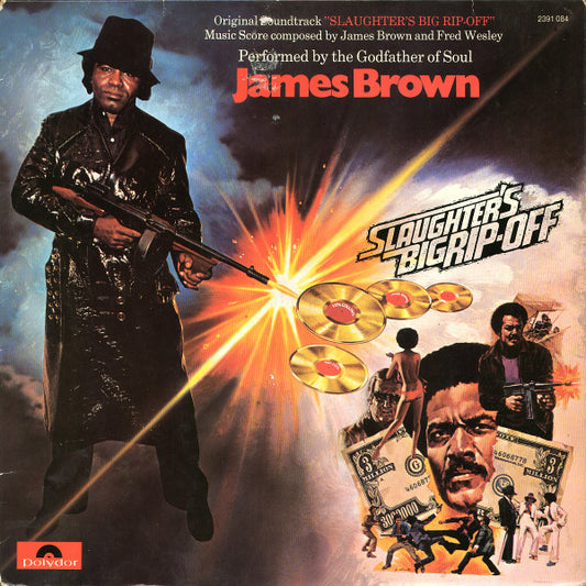 Image of Front Cover of LP - G+/VG - JAMES BROWN, Slaughter's Big Rip-Off (Polydor Red Label; 2391 084, Germany 1973, Laminated Sleeve), Light hairlines. Sleeve crudely taped with black tape at top and bottom. Permanent sticker from previous owner on rear.,  - 3926090E