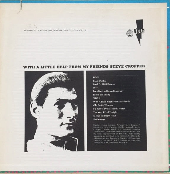 Image of Back Cover of LP - VG/VG - STEVE CROPPER, With A Little Help From My Friends (Volt; VOS-6006, US 1969), ,  - 3926094E