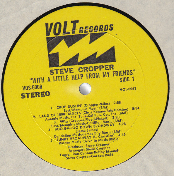 Image of Label Cover of LP - VG/VG - STEVE CROPPER, With A Little Help From My Friends (Volt; VOS-6006, US 1969), ,  - 3926094E