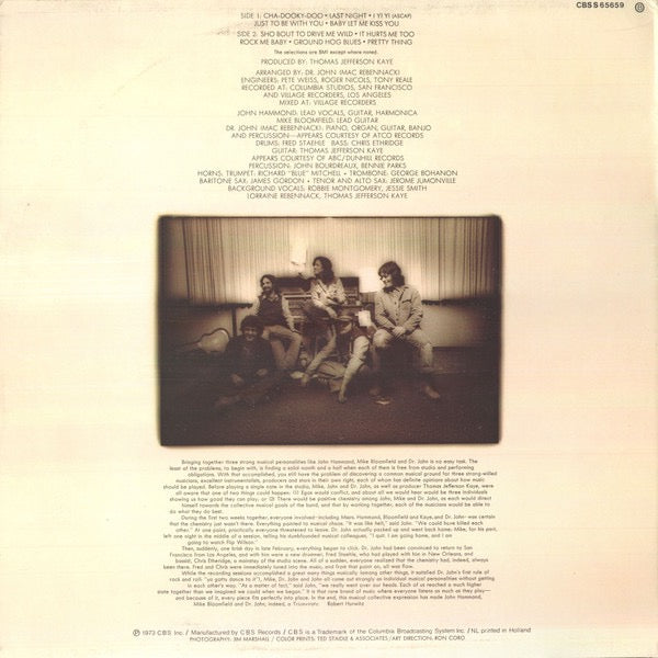 Image of Back Cover of LP - VG/G - MIKE BLOOMFIELD, JOHN PAUL HAMMOND, DR. JOHN, Triumvirate (CBS Orange Labels; S 65659, Netherlands 1973, Company Inner), Light marks only,  - 3916066C