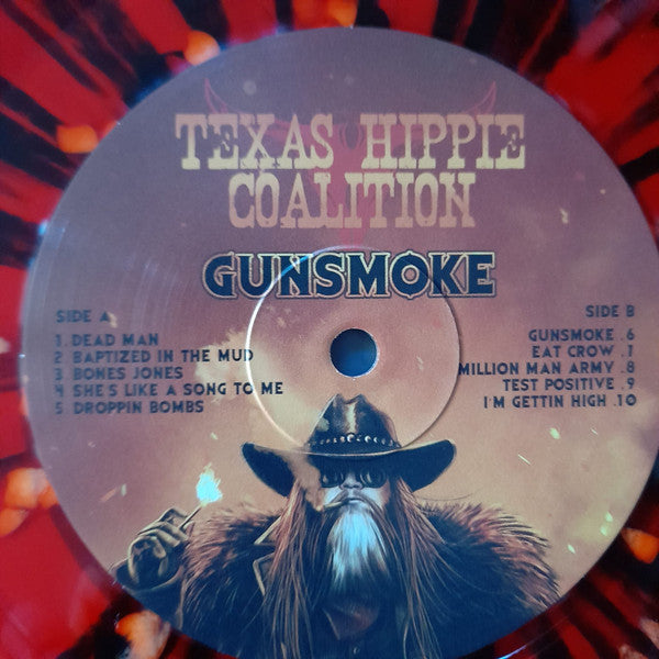 Image of Label Cover of LP - EX/EX - TEXAS HIPPIE COALITION, Gunsmoke (MNRK Heavy; MNK-LP-441355, US 2024, Red With Black/Orange Splatter Vinyl), ,  - 3926119E