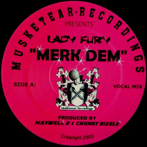 Image of Front Cover of 12" - /VG+ - LADY FURY, Merk Dem (Musketear Recordings; MK 004, UK 2003, Plain Sleeve), ,  - 3926060E