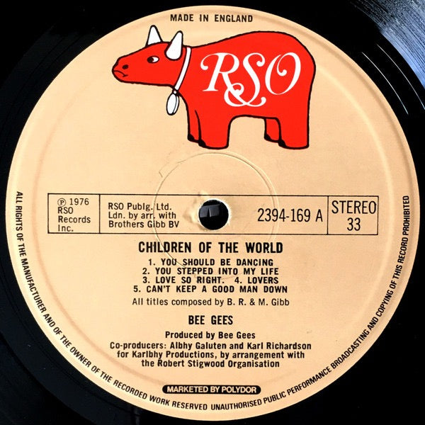 Image of Label Cover of LP - VG/VG - BEE GEES, Children Of The World (RSO; 2391 169, UK 1976, Glossy Sleeve, Inner), ,  - 3916067C