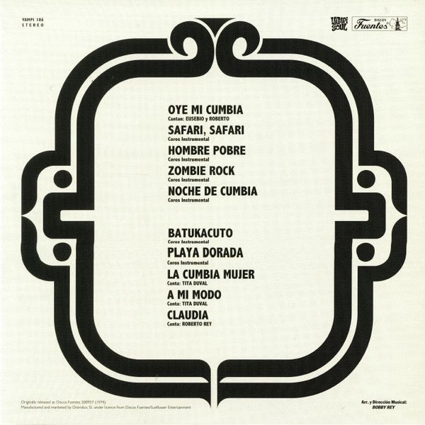 Image of Back Cover of LP - EX/VG+ - EL NUEVO RITMO DE BOBBY REY CON TITA DUVAL, Cumbias Internacionales (Vampi Soul; VAMPI 186, Spain 2018 Reissue, Company Insert), Still In Opened Shrinkwrap With Hype Sticker,  - 3916161C