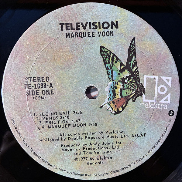 Image of Label Cover of LP - VG/VG - TELEVISION, Marquee Moon (Elektra; 7E-1098, US 1977, Inner, Santa Maria pressing), Light hairlines. Edgewear. All seams split on Inner. ,  - 3925619E