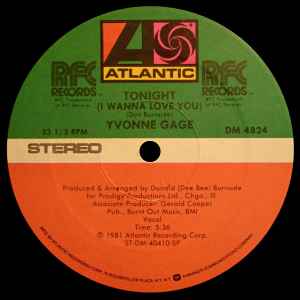 Image of Back Cover of 12" - VG+/VG+ - YVONNE GAGE, Garden Of Eve (Atlantic ; DM 4824, US 1981, Company Sleeve, Inner), original company sleeve. printed inner - edge tears ,  - 3946223S