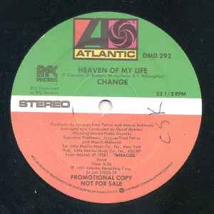 Image of Front Cover of 12" - VG/VG+ - CHANGE, Heaven Of My Life / Miracles (Atlantic; DMD 292, US 1981, Promo, Promo company sleeve), Light wear to promo company sleeve with light creasing.,  - 3946193S