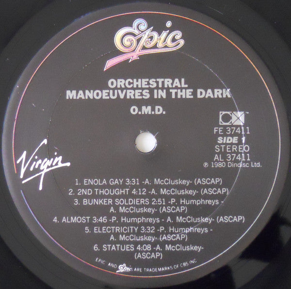 Image of Label Cover of LP - VG+/VG+ - ORCHESTRAL MANOEUVRES IN THE DARK, O.M.D. (Epic ; FE 37411, US 1981), Slight Ring Wear,  - 3926229E