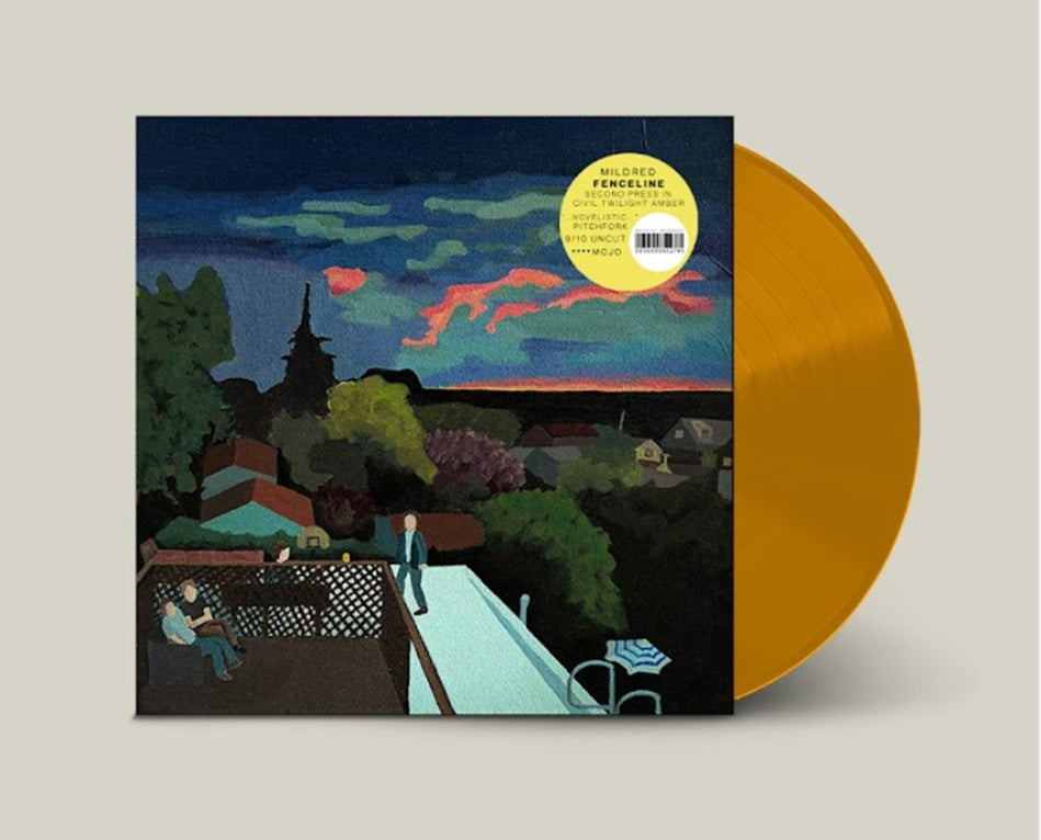 Image of Front Cover of LP - NEW/NEW - MILDRED, Fenceline (Memorials Of Distinction; MODD03LPUK, US 2026, Inner, Amber Vinyl / Indies Only / Limited Repress), , Indie-exclusive amber vinyl repress of Mildred's sold-out debut album Fenceline. The Oakland four-piece share songwriting and vocal duties across a record of loose, poetic indie rock and Americana, recommended for fans of Pavement, Silver Jews, Big Thief, Wilco and MJ Lenderman. Limited to 100 copies. - 3916215C