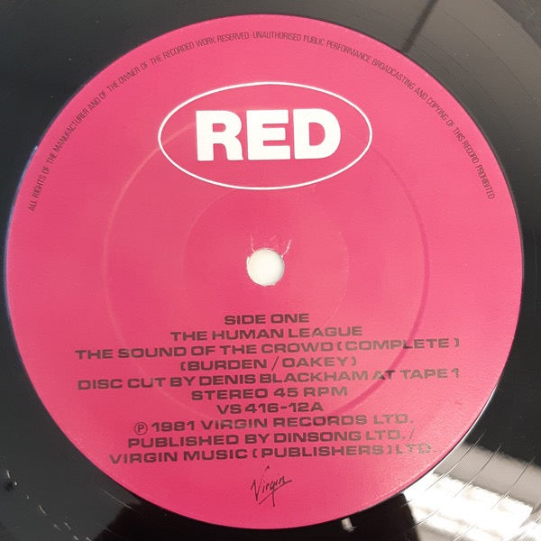 Image of Label Cover of 12" - VG/VG - HUMAN LEAGUE, The Sound Of The Crowd (Virgin; VS 416-12, UK 1981, Hype Stickered Picture Sleeve), ,  - 3916193C