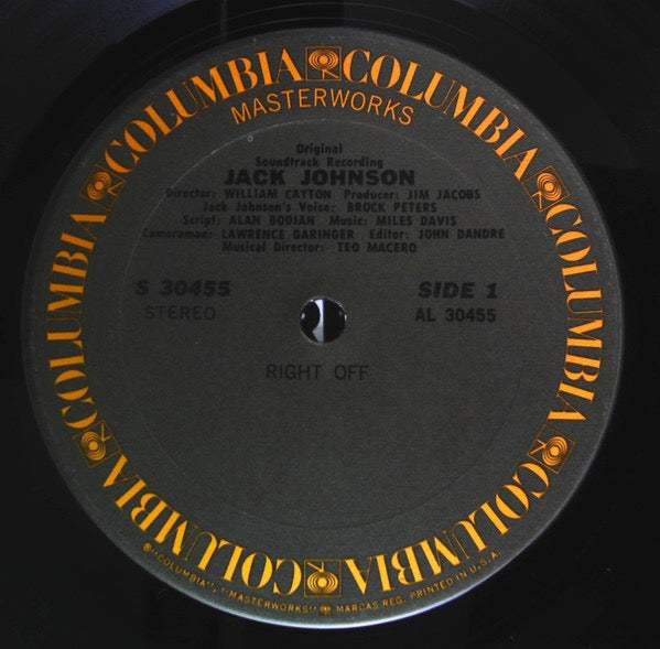 Image of Label Cover of LP - VG/G+ - MILES DAVIS, Jack Johnson (Original Soundtrack Recording) (Columbia Masterworks; S 30455, US 1971), Quite a few light, streaky marks.,  - 3916234C