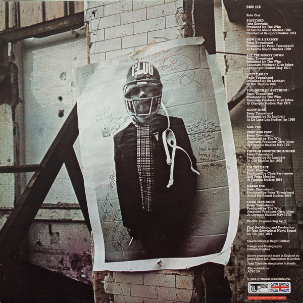 Image of Back Cover of LP - VG+/EX - THE WHO, Odds & Sods (Track; 2406 116, UK 1980 Reissue, Non Die Cut Sleeve, Insert, Poster), ,  - 3926206E