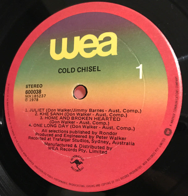 Image of Label Cover of LP - VG/VG+ - COLD CHISEL, Cold Chisel (WEA ; 600038, Australia 1981 Reissue, Gatefold), Stickered Sleeve,  - 3926204E