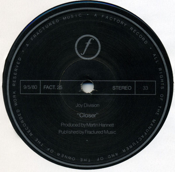 Image of Label Cover of LP - VG/G+ - JOY DIVISION, Closer (Factory; FACT XXV, UK 1983 Reissue, Smooth Sleeve, Smooth Inner, A2/B2 Matrix, Townhouse, Old Blue, MVS And GG In Run Out), Sleeve Creased,  - 3926199E