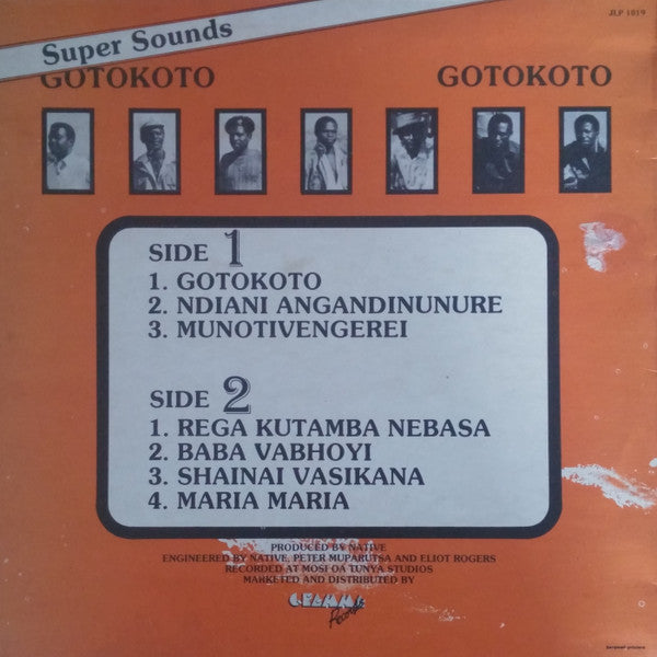 Image of Back Cover of LP - VG/VG - SUPER SOUNDS, Gotokoto (Jabulani; JLP 1019, Zimbabwe 1990), Light hairlines - nothing to affect playback. Sleeve has discolouration. ,  - 3926178E