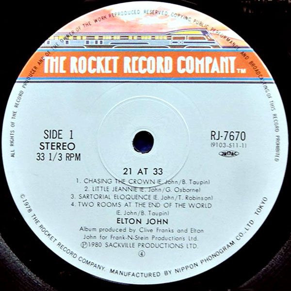 Image of Label Cover of LP - VG/EX - ELTON JOHN, 21 At 33 (The Rocket Record Company ; RJ-7670, Japan 1980, Insert, No Obi), Water Damage To Sleeve And Insert,  - 3926198E