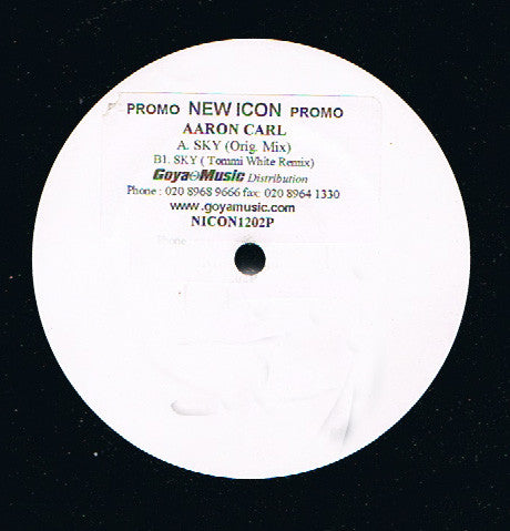 Image of Front Cover of 12" - /VG - AARON CARL, Sky (New Icon Records; NICON1202P, UK 2003), light scuffs and few hairlines,  - 3946230S