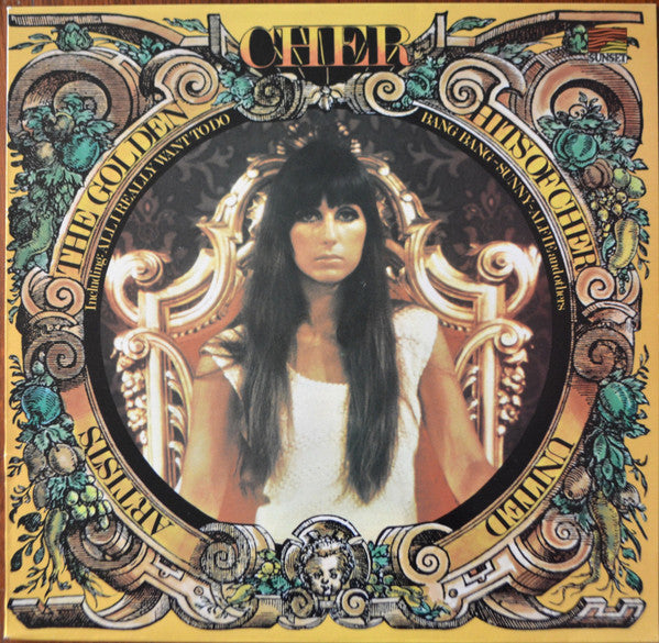 Image of Front Cover of LP - VG+/VG - CHER, The Golden Hits Of Cher (Sunset Records; SLS 50378, UK 1970s Reissue, Laminated Front Sleeve), ,  - 3916197C