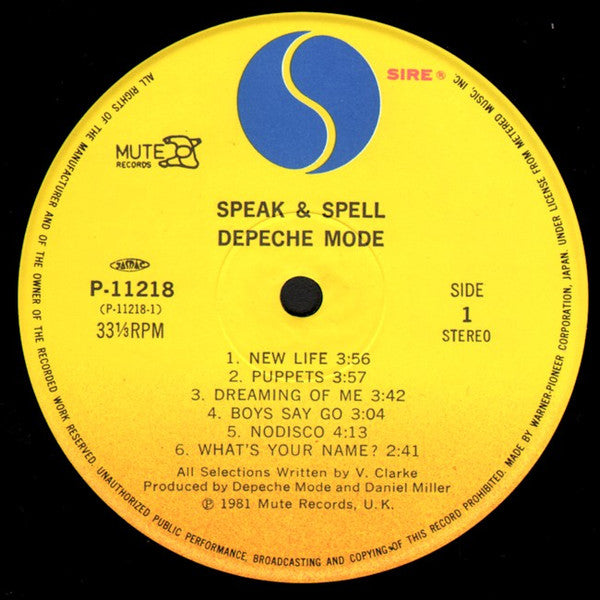 Image of Label Cover of LP - EX/VG+ - DEPECHE MODE, Speak & Spell (Sire ; P-11218, Japan 1982, Insert, With Obi), Strong VG+,  - 3926195E