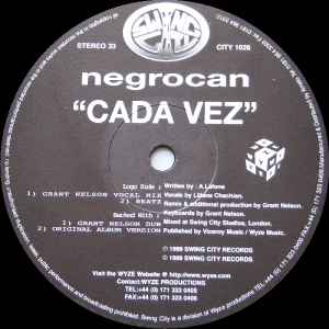 Image of Label Cover of 12" - VG/VG - NEGROCAN, Cada Vez (Swing City Records; CITY 1026, UK 1999, Stickered Company Sleeve), light marks only. few creases to sleeve,  - 3946232S