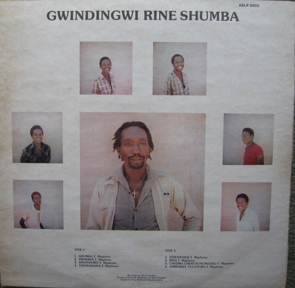 Image of Back Cover of LP - VG/VG+ - THOMAS MAPFUMO & THE BLACKS UNLIMITED, Gwindingwi Rine Shumba (Afro Soul; ASLP 5002, Zimbabwe ), Sleeve has some discolouration.,  - 3926180E