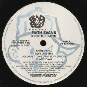Image of Label Cover of 12" - EX/EX - FAITH EVANS, Keep The Faith (Bad Boy Entertainment; 78612-73016-1, US 1998), ,  - 3946208S