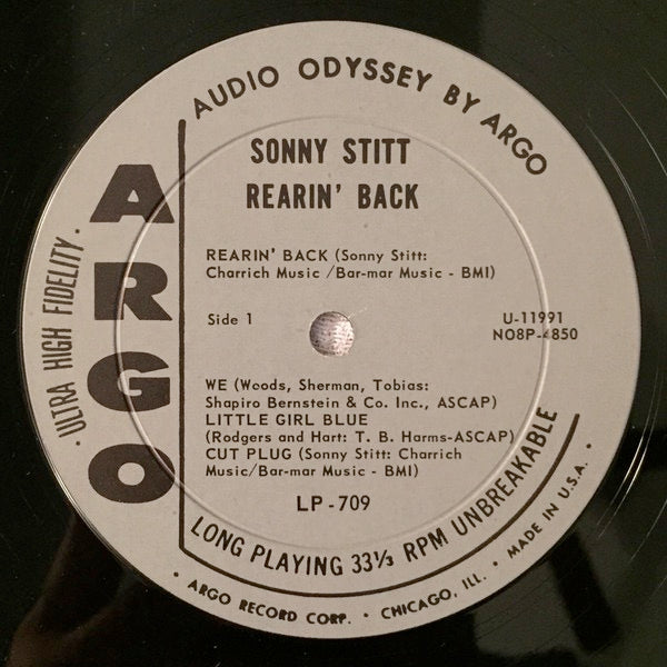 Image of Label Cover of LP - VG/VG - SONNY STITT, Rearin' Back (Argo; LP709, US 1962, Pasteback Sleeve, Company Inner), Edge wear!,  - 3916267C