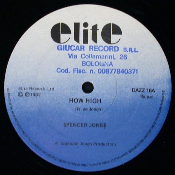 Image of Label Cover of 12" - VG/VG+ - $PENCER JONE$, How High (Elite ; DAZZ 16, UK 1982), Sleeve in strong VG,  - 3946288S