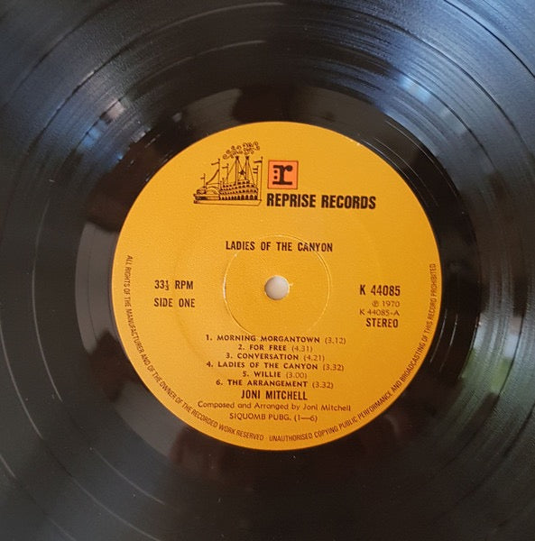 Image of Label Cover of LP - VG/VG - JONI MITCHELL, Ladies Of The Canyon (Reprise Records Tan Steamboat Labels With K44085 Cat No.; RSLP 6376, UK 1970s Reissue, Gatefold With RSLP Cat No., Stereo), ,  - 3916203C