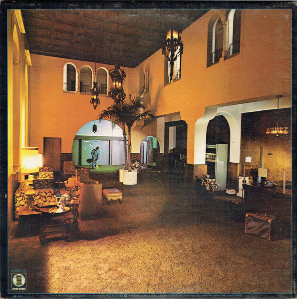 Image of Back Cover of LP - G+/G - EAGLES, Hotel California (Asylum Records Custom Labels With Made In UK; K53051, UK 1978 Reissue, Gatefold, Inner, EG Matrices), Heavy edge wear, Lots of marks,  - 3916206C