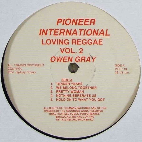 Image of Label Cover of LP - VG/VG - OWEN GRAY, Loving Reggae Vol 2 (Pioneer International; PILP 119, UK 1980s), Bumped corner and light wear on sleeve,  - 3916261C