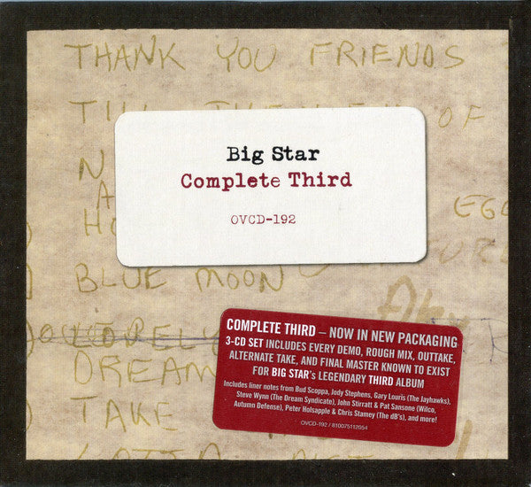 Image of Front Cover of 2xCD - VG+/EX - BIG STAR, Complete Third (Omnivore Recordings; OVCD-192, US 2022 Reissue), ,  - 3956110S