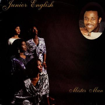 Image of Front Cover of LP - G+/G+ - JUNIOR ENGLISH, Mister Man (International English; IE014, UK 1990), Pressed off centre on side two and affects play slightly. Also a deeper mark on that side clicks. Sleeve worn and damaged at edges and corners; rips from opening,  - 3916264C